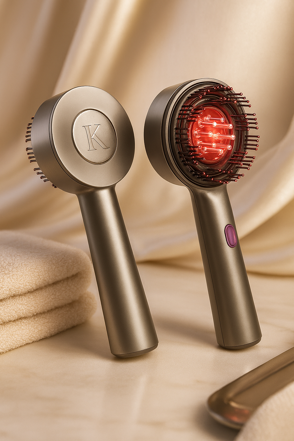 KIMEA SCALP GLOW™ — Brosse Massante LED & Diffuseur d’Huile Capillaire