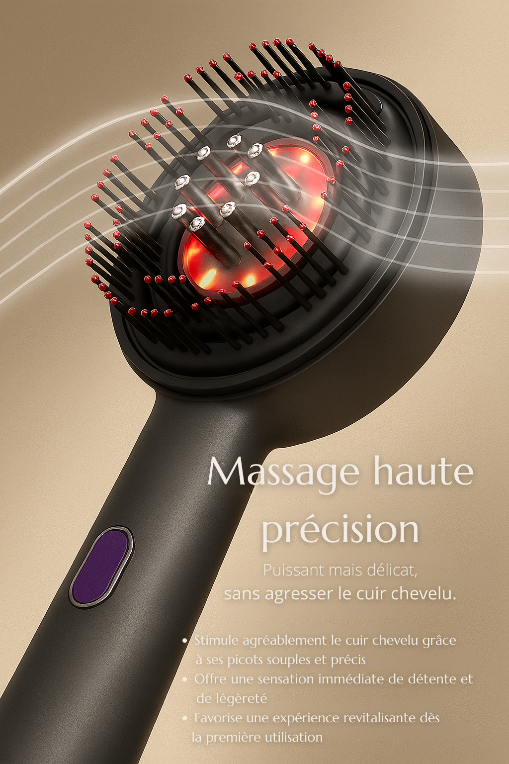 KIMEA SCALP GLOW™ — Brosse Massante LED & Diffuseur d’Huile Capillaire