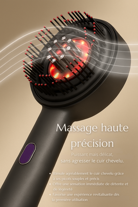 KIMEA SCALP GLOW™ — Brosse Massante LED & Diffuseur d’Huile Capillaire